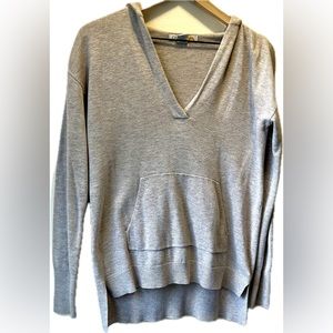 C&C California V neck Hoodie Sweater, tan, Size S